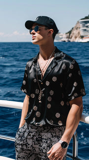 LJ LONDON Silk Shirt with Polka-dots Print