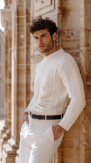 LJ LONDON Belt Buckle & Crocodile Leather Strap 32 mm
