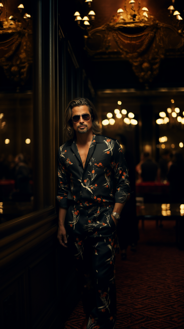 LJ LONDON Silk Pyjama Shirt and Trousers with Floral Print