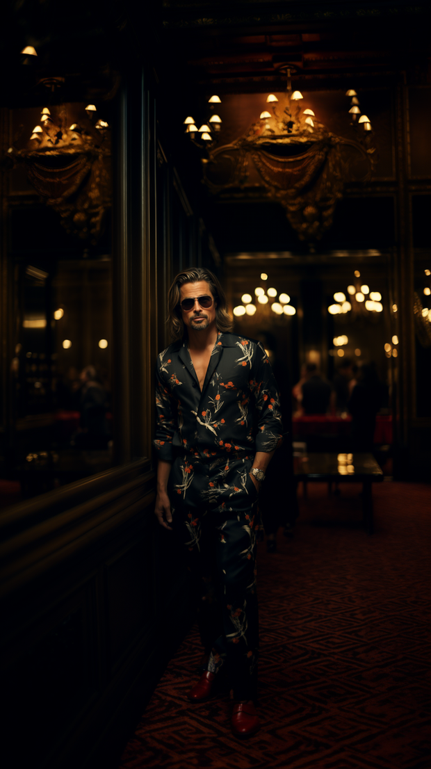 LJ LONDON Silk Pyjama Shirt and Trousers with Floral Print