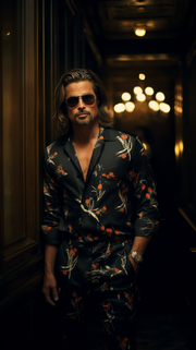 LJ LONDON Silk Pyjama Shirt and Trousers with Floral Print