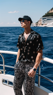 LJ LONDON Silk Shirt with Polka-dots Print