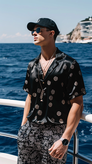 LJ LONDON Silk Shirt with Polka-dots Print